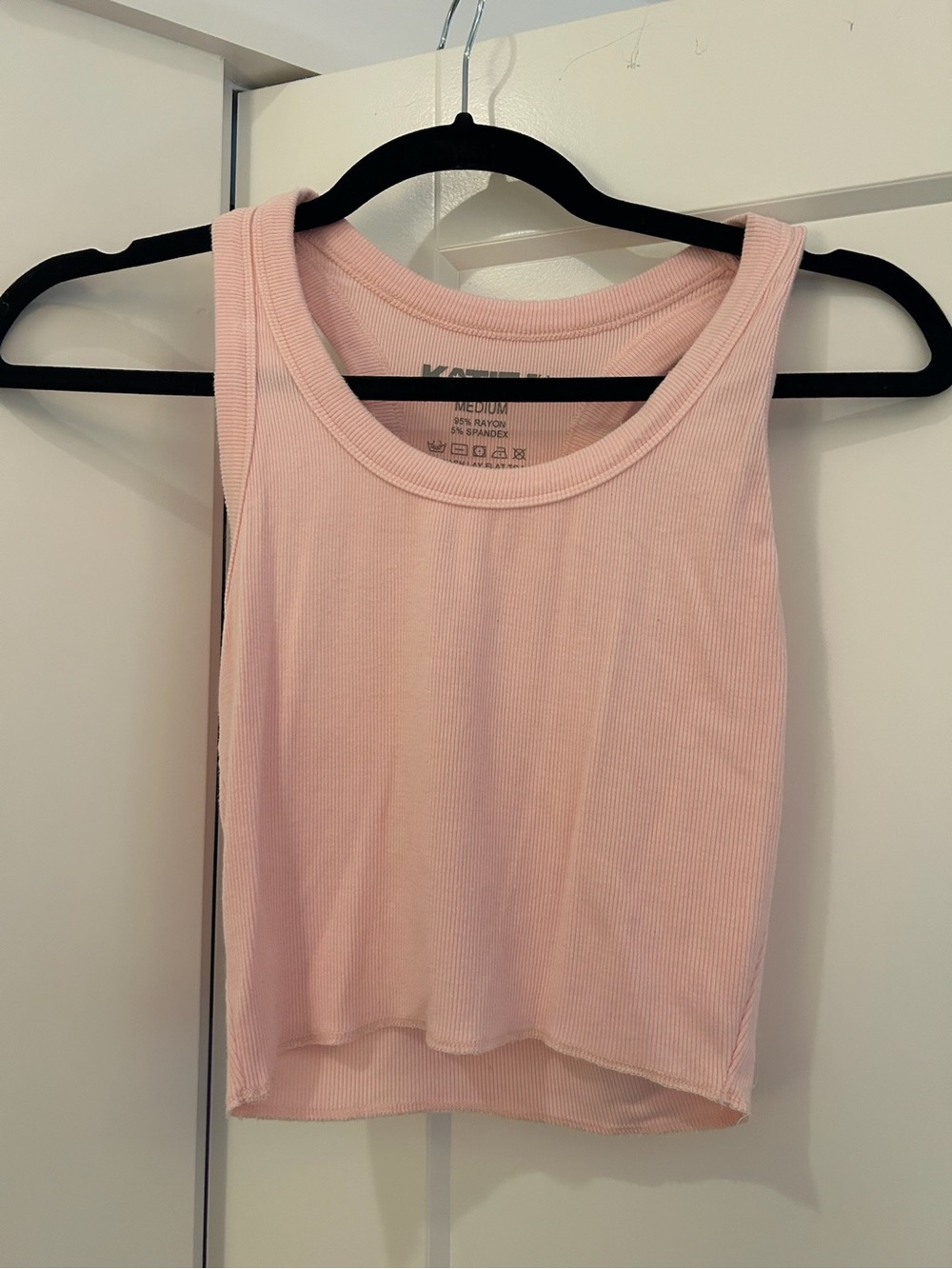 Katie J NYC Baby Pink Ribbed Tank Top